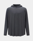 Hooded Cardinal Long Sleeve Charcoal Workout Shirt - Cardinal