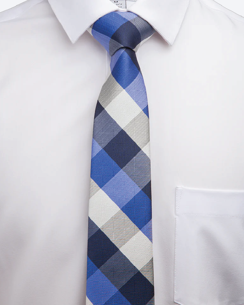 Immortal Royal Blue Grey Navy White Checkered Dress Tie Classic and Professional Look | TRUWEAR Immortal Royal Blue Grey Navy White Checkered Dress Tie Classic and Professional Look | TRUWEAR