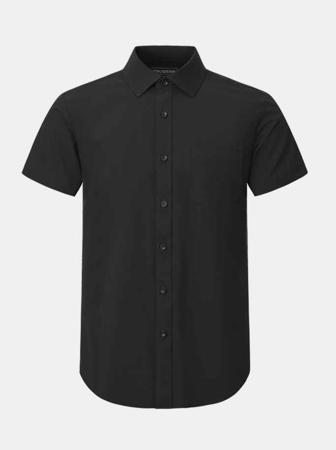 Phenom Classic Black Short Sleeve Dress Shirt Stylish and Versatile Fit | TRUWEAR Slim / L Phenom Classic Black Short Sleeve Dress Shirt Stylish and Versatile Fit | TRUWEAR Slim / L
