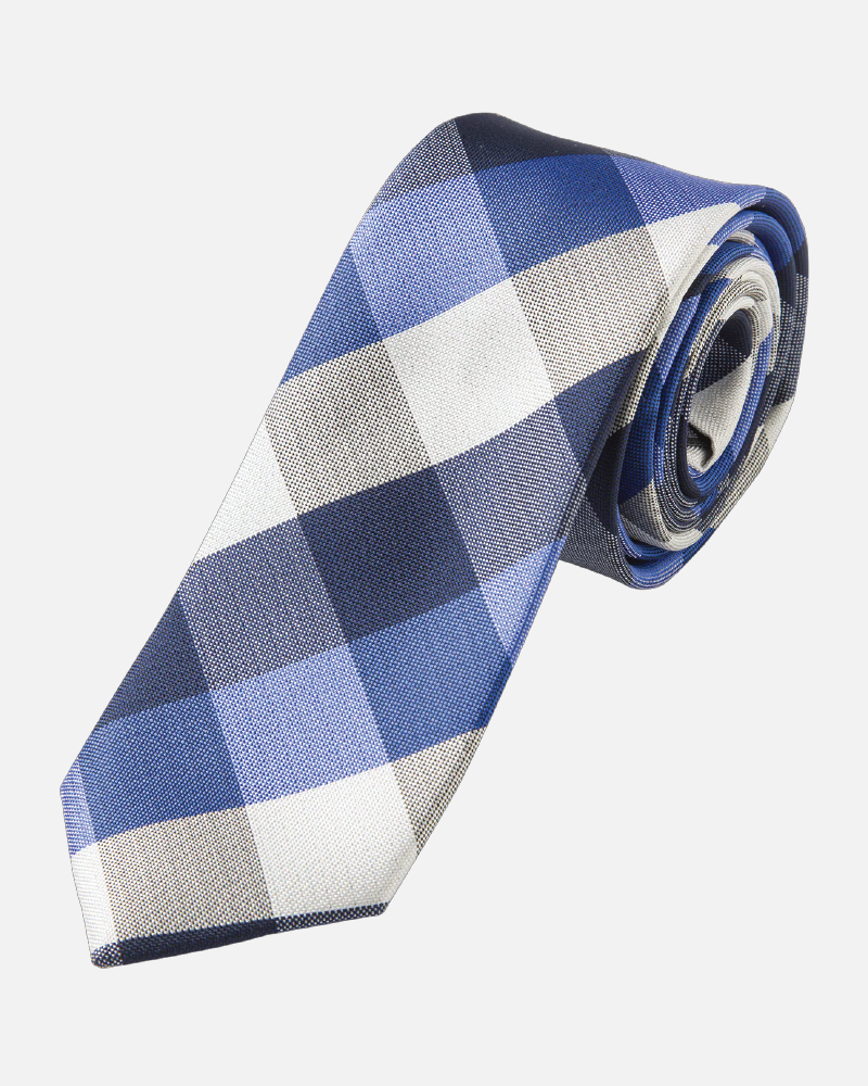 Immortal Royal Blue Grey Navy White Checkered Dress Tie Classic and Professional Look | TRUWEAR Immortal Royal Blue Grey Navy White Checkered Dress Tie Classic and Professional Look | TRUWEAR