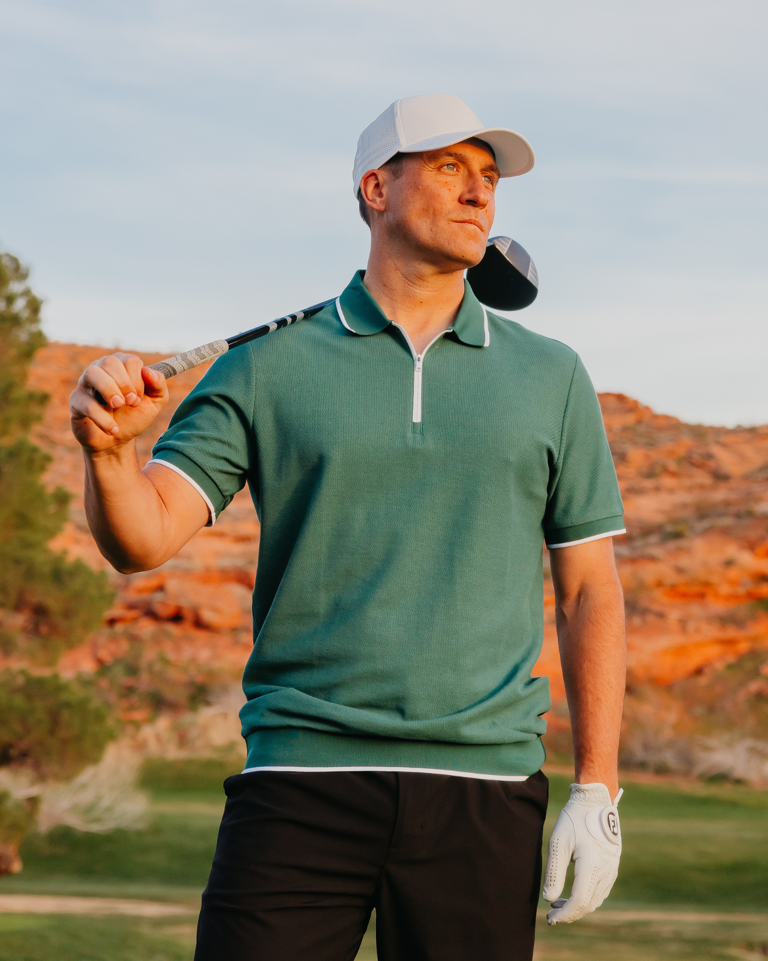 TRUWEAR Vanguard Zip Polo – Fairway Green | Performance Golf Polo