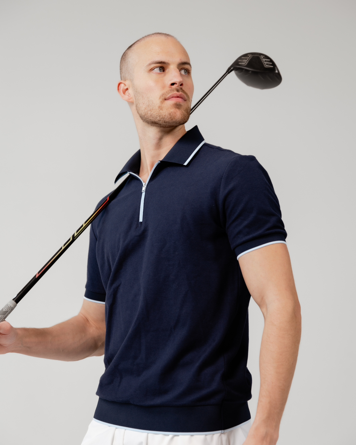 TRUWEAR Vanguard Zip Polo – Navy | Performance Golf Polo
