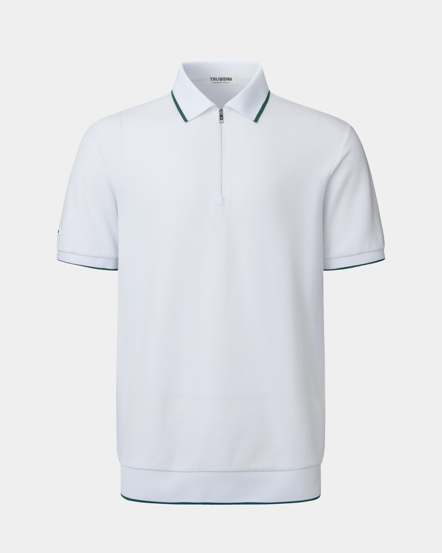 TRUWEAR Vanguard Zip Polo – White | Performance Golf Polo