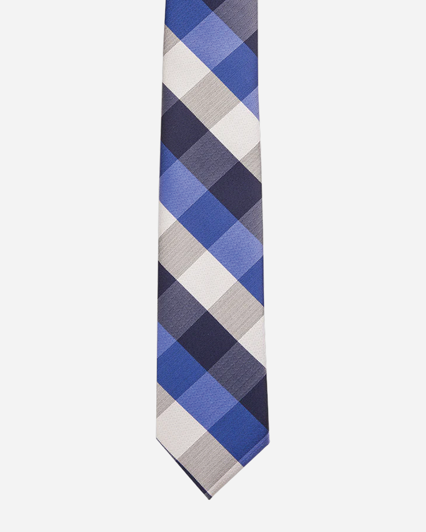 Immortal Royal Blue Grey Navy White Checkered Dress Tie Classic and Professional Look | TRUWEAR Immortal Royal Blue Grey Navy White Checkered Dress Tie Classic and Professional Look | TRUWEAR