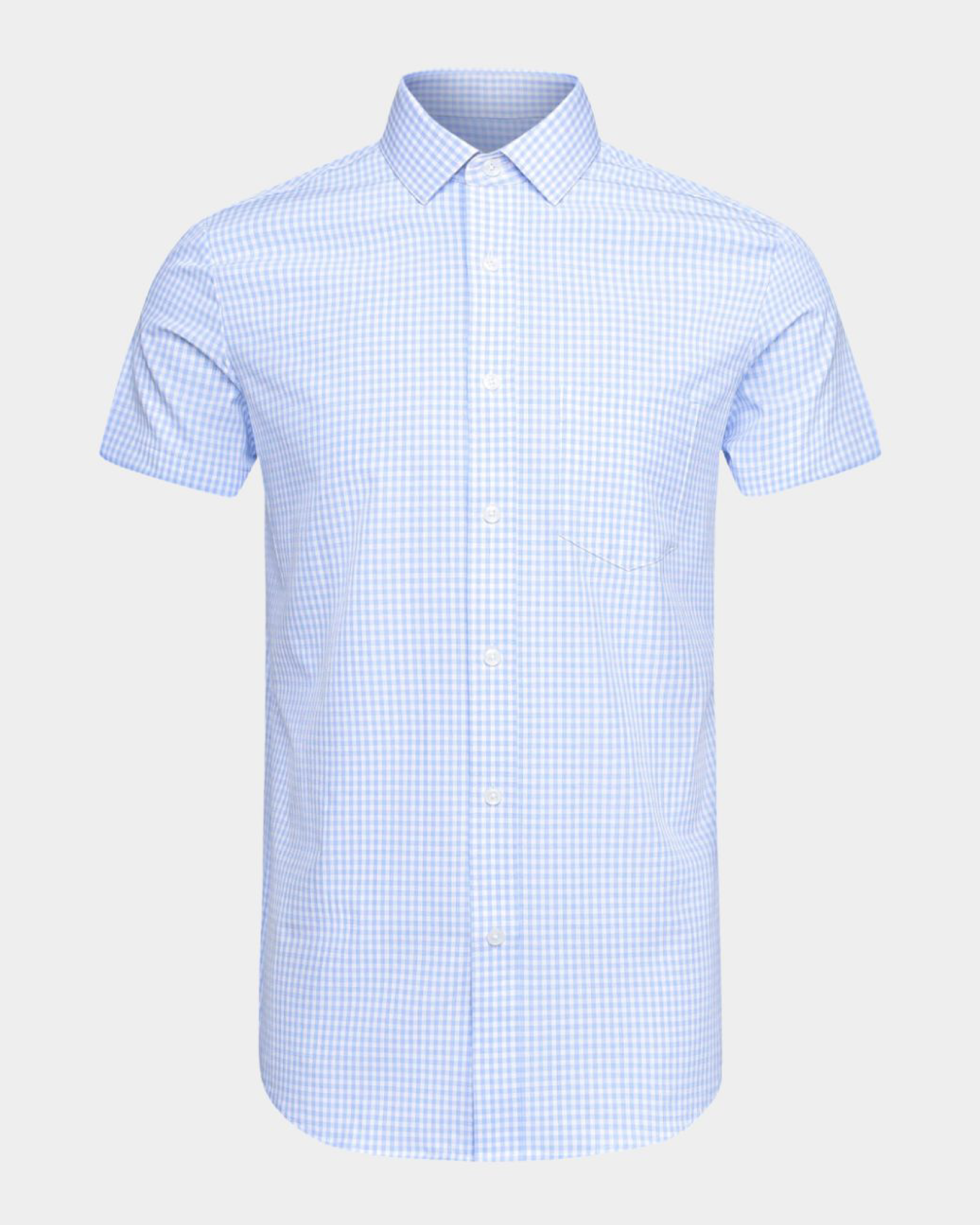 Phenom Classic Light Blue Gingham Short Sleeve Dress Shirt Timeless and Versatile Look | TRUWEAR Slim / M Phenom Classic Light Blue Gingham Short Sleeve Dress Shirt Timeless and Versatile Look | TRUWEAR Slim / M