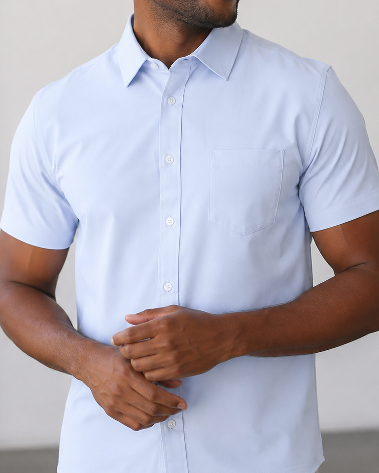 Phenom Classic Light Blue Short Sleeve Dress Shirt – Classic and Comfortable Wear