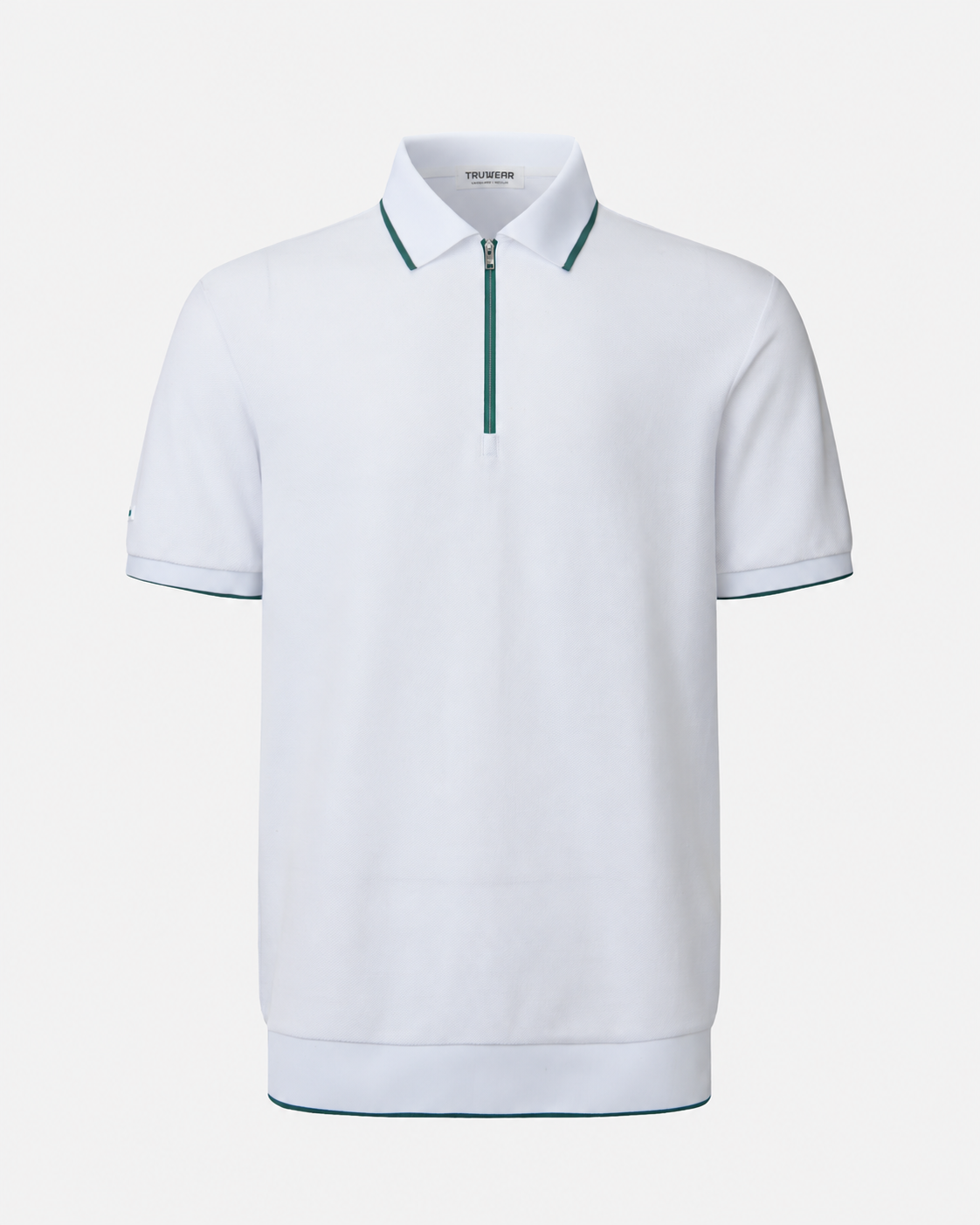 TRUWEAR Vanguard Zip Polo – White | Performance Golf Polo