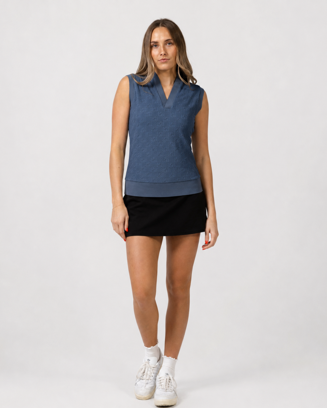 Titan Womens Blade Sleeveless Polo Slate Blue