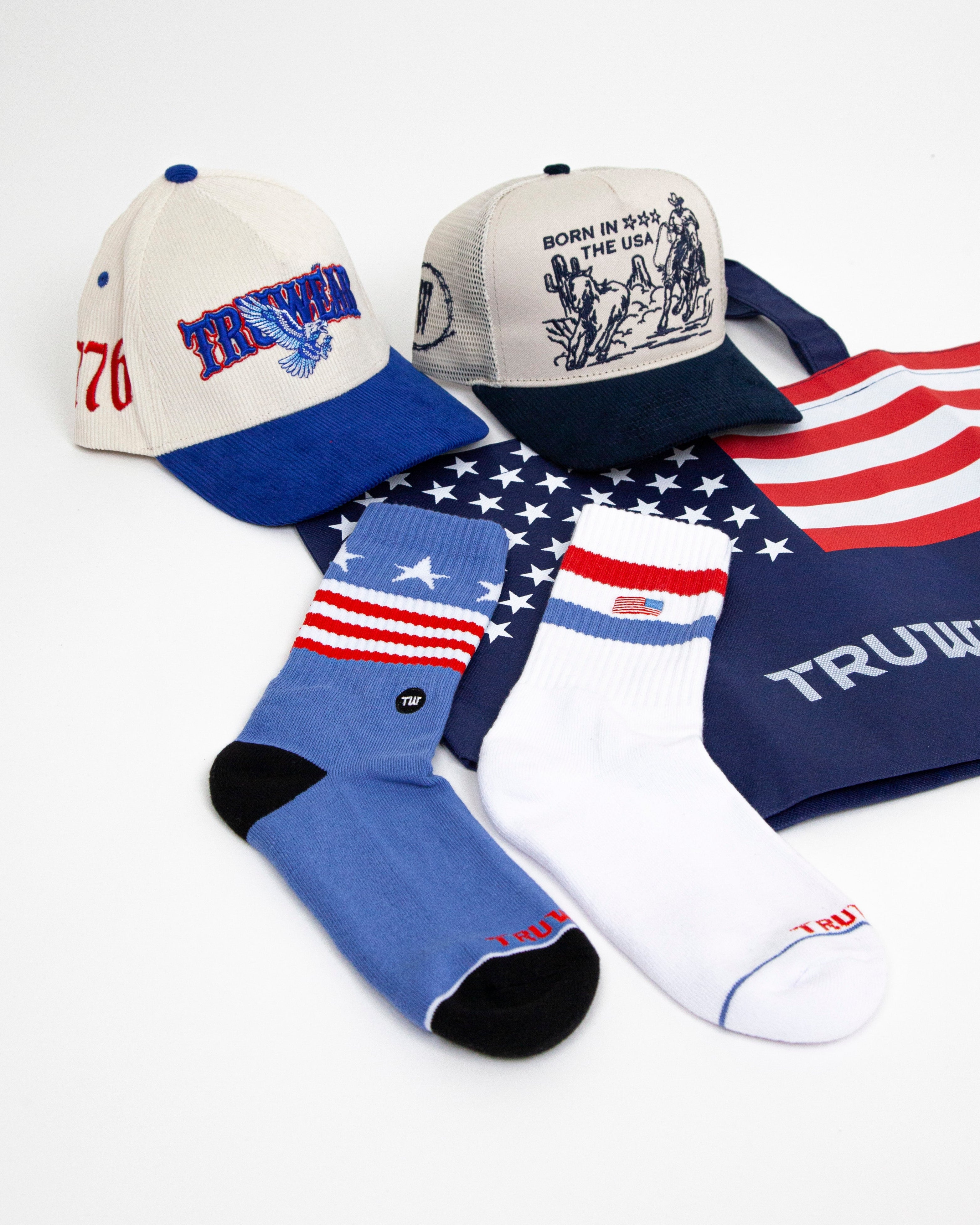 4th of July Light Blue Patriotic Socks
