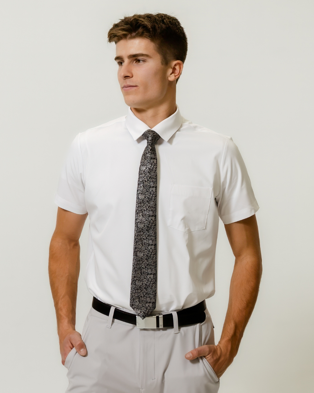 Phenom Classic White Short Sleeve Dress Shirt – Timeless and Comfortable Fit