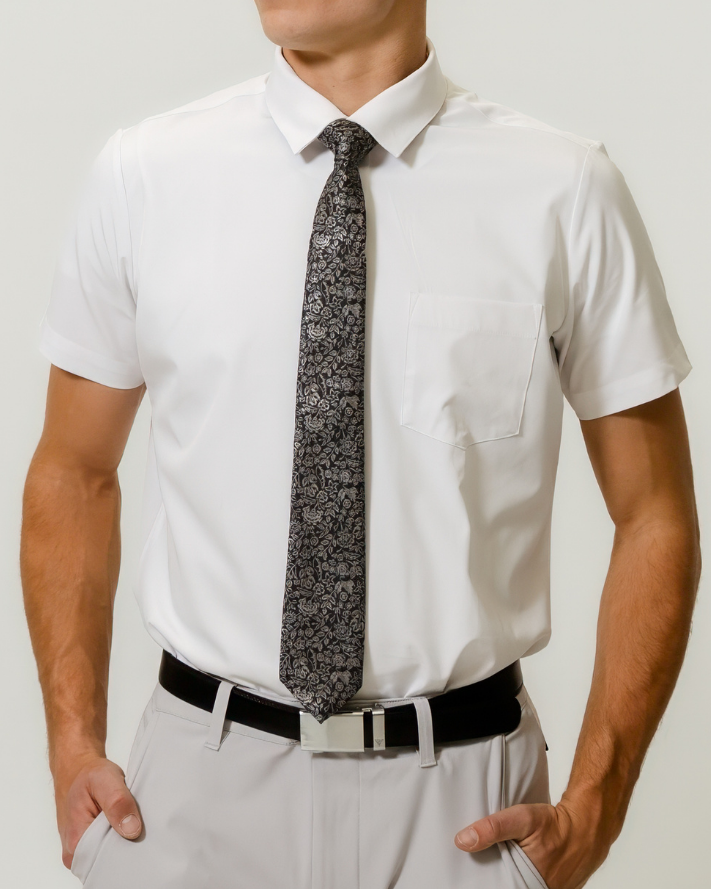 Phenom Classic White Short Sleeve Dress Shirt - White