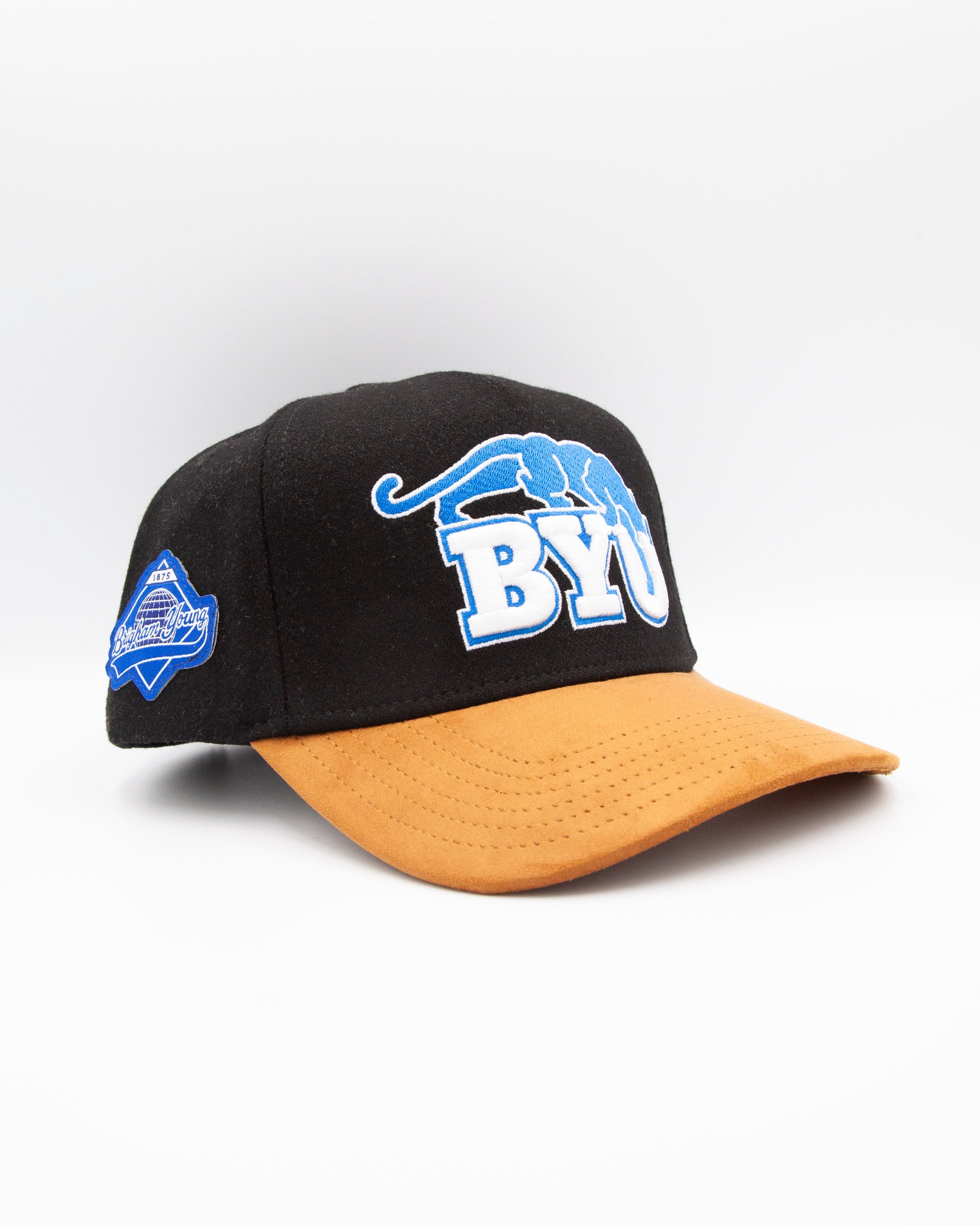 BYU Cougar Black &amp; Tan Suede Brim Fade Hat