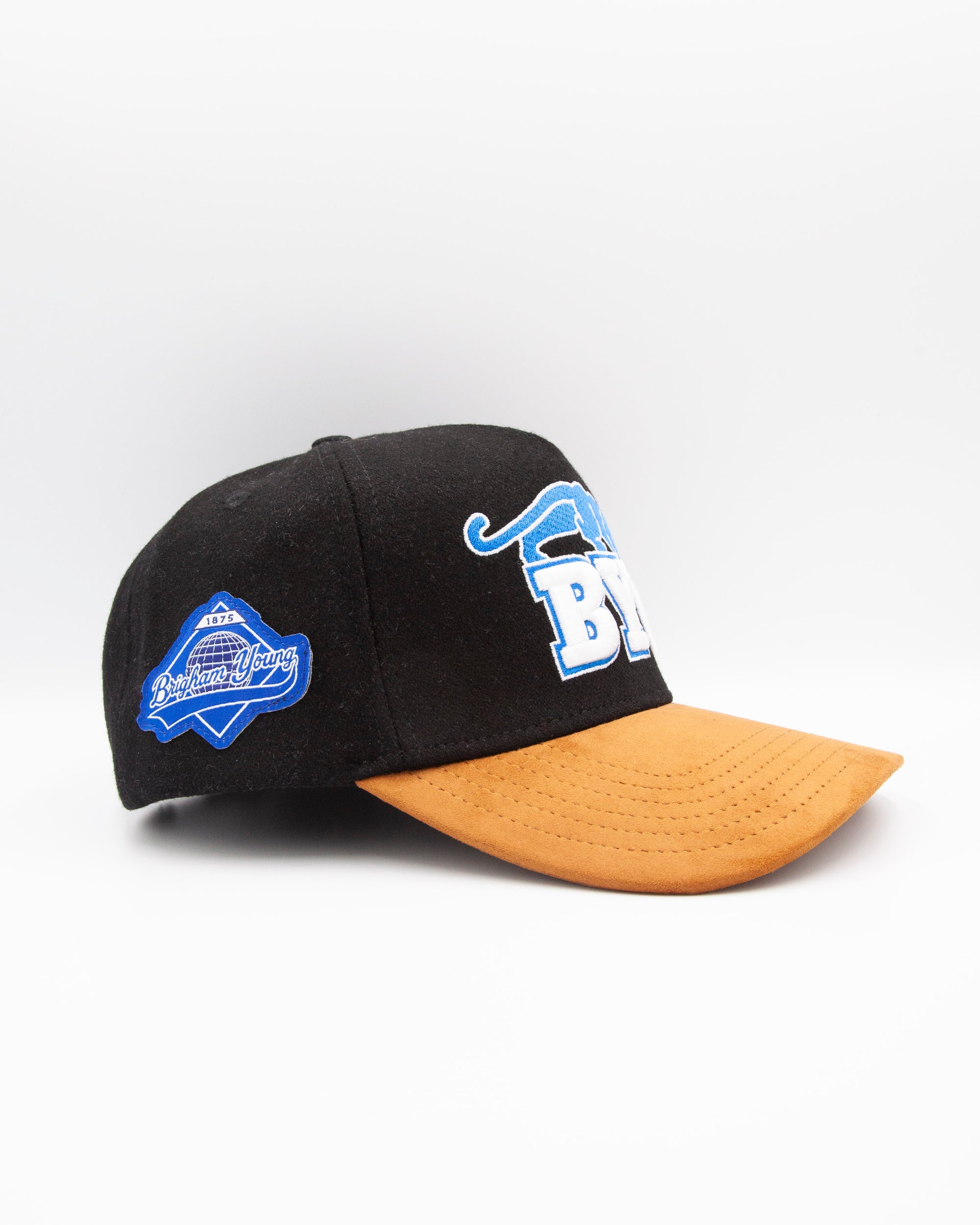 BYU Cougar Black &amp; Tan Suede Brim Fade Hat