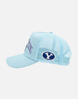 BYU Powder Blue Embroidered Trucker Hat
