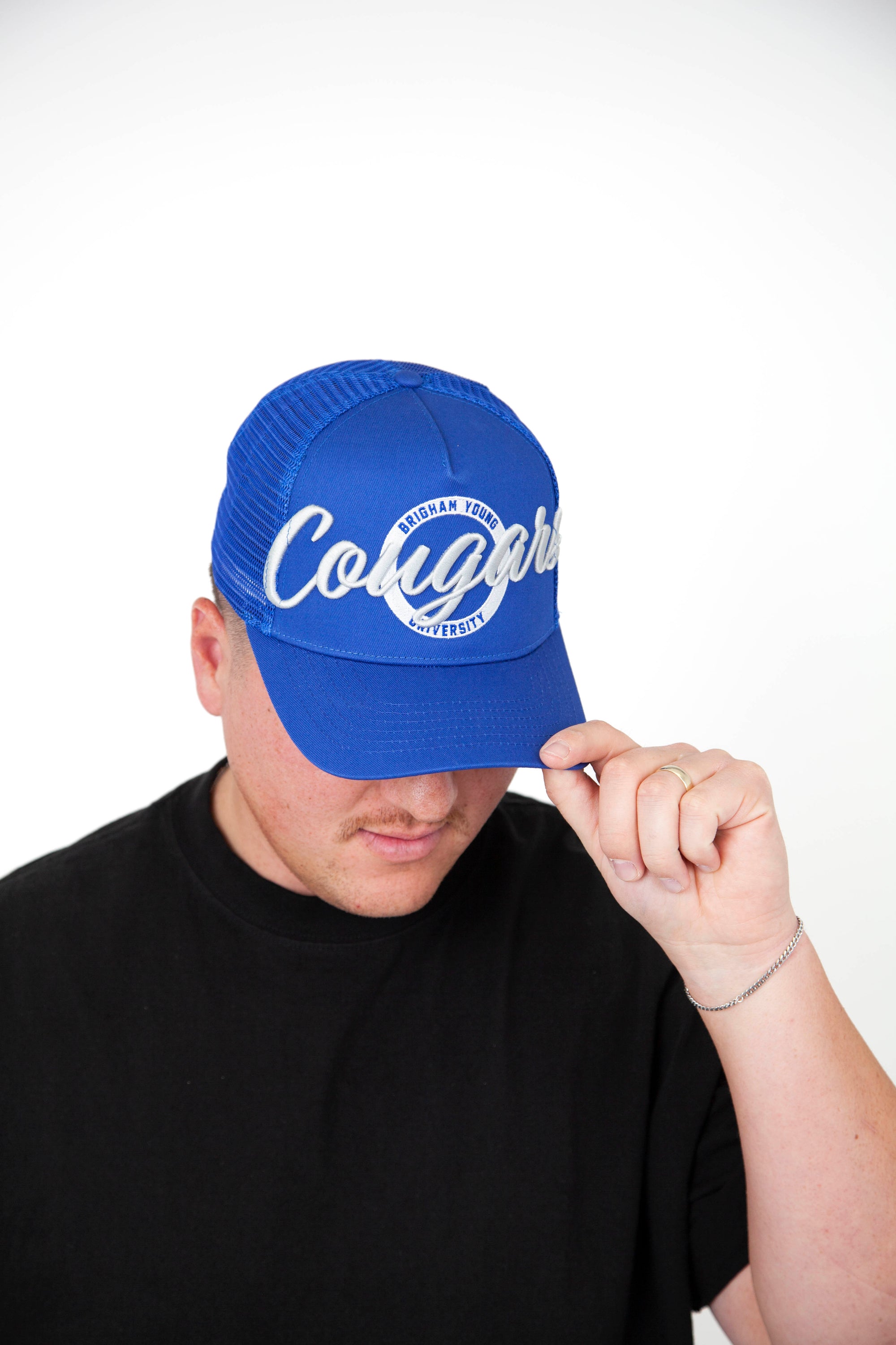 BYU Big Cougar Bunker Trucker Hat Royal Blue Kids