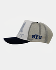 Bunker Trucker Hat Natural Navy Campus BYU