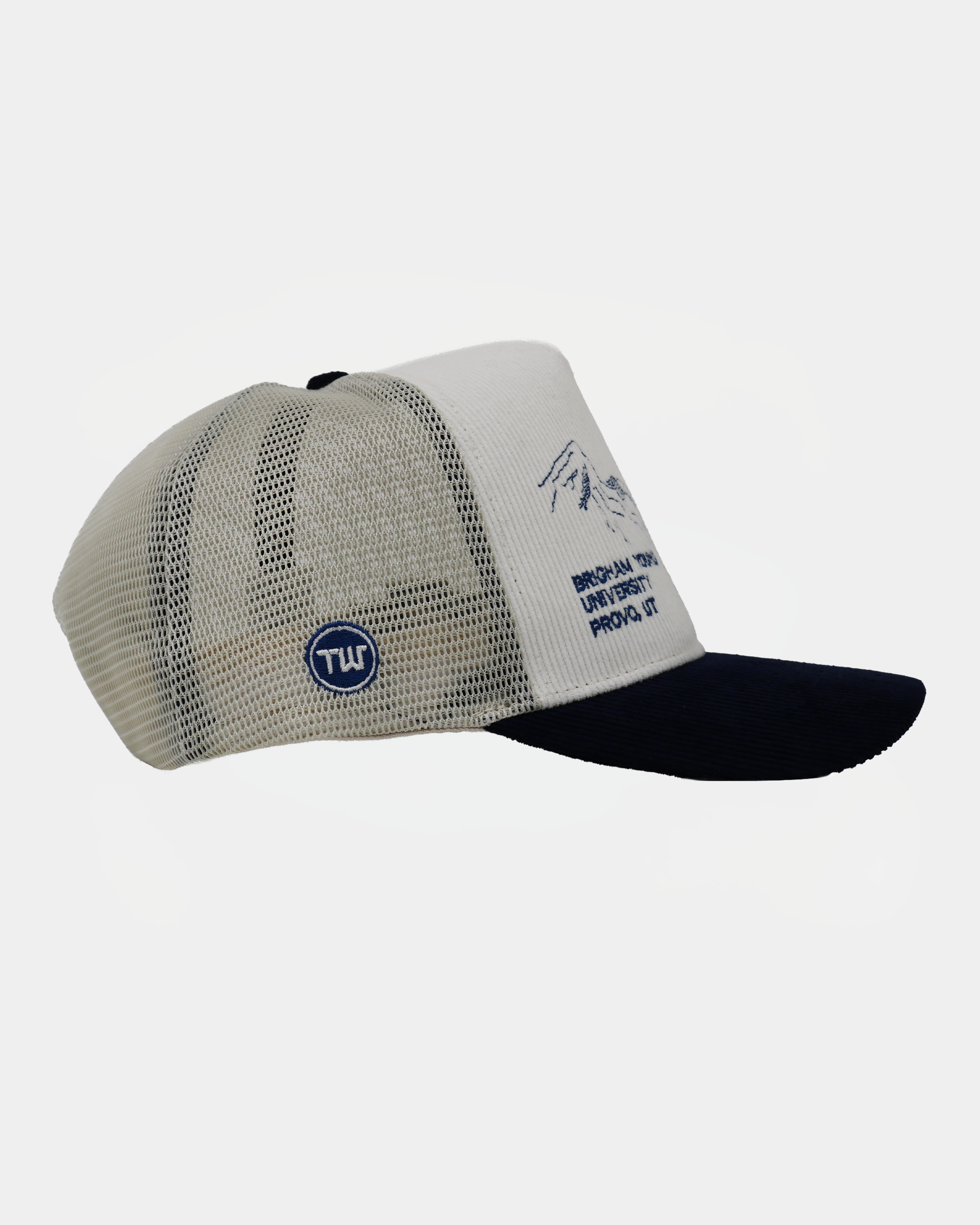 Bunker Trucker Hat Natural Navy Campus BYU