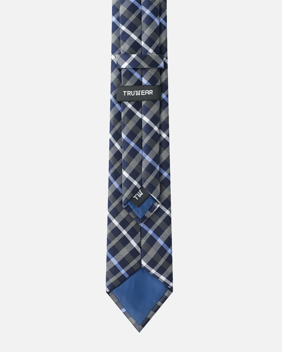 Immortal Charcoal Powder Blue &amp; Navy Striped Tie - Blue &amp;