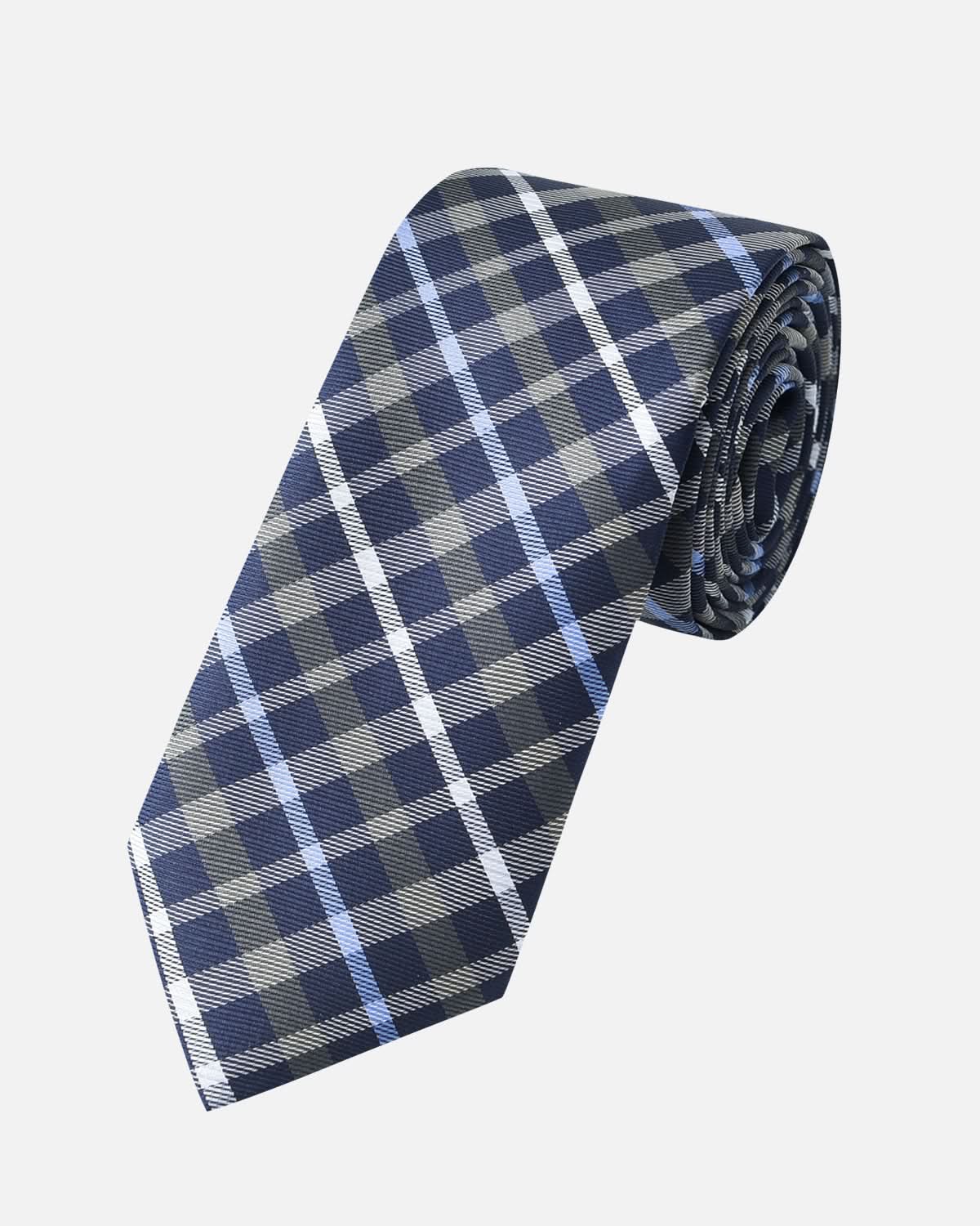 Immortal Charcoal Powder Blue & Navy Striped Tie - Blue &