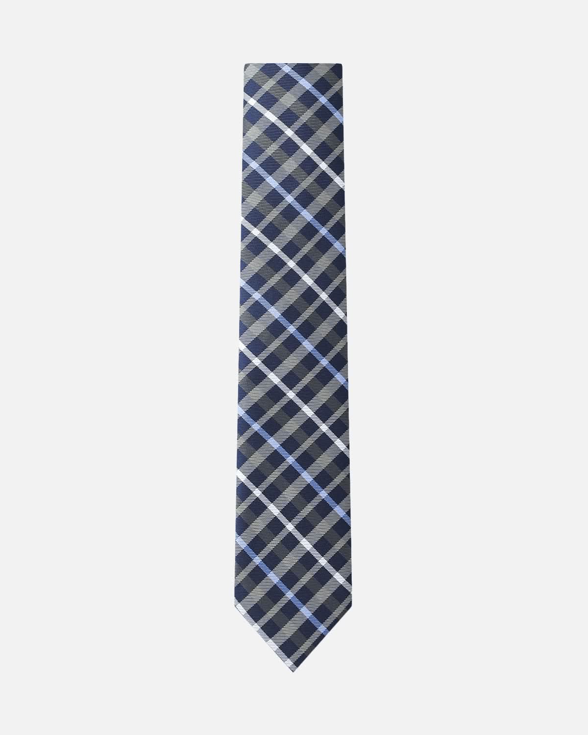 Immortal Charcoal Powder Blue & Navy Striped Tie - Blue &