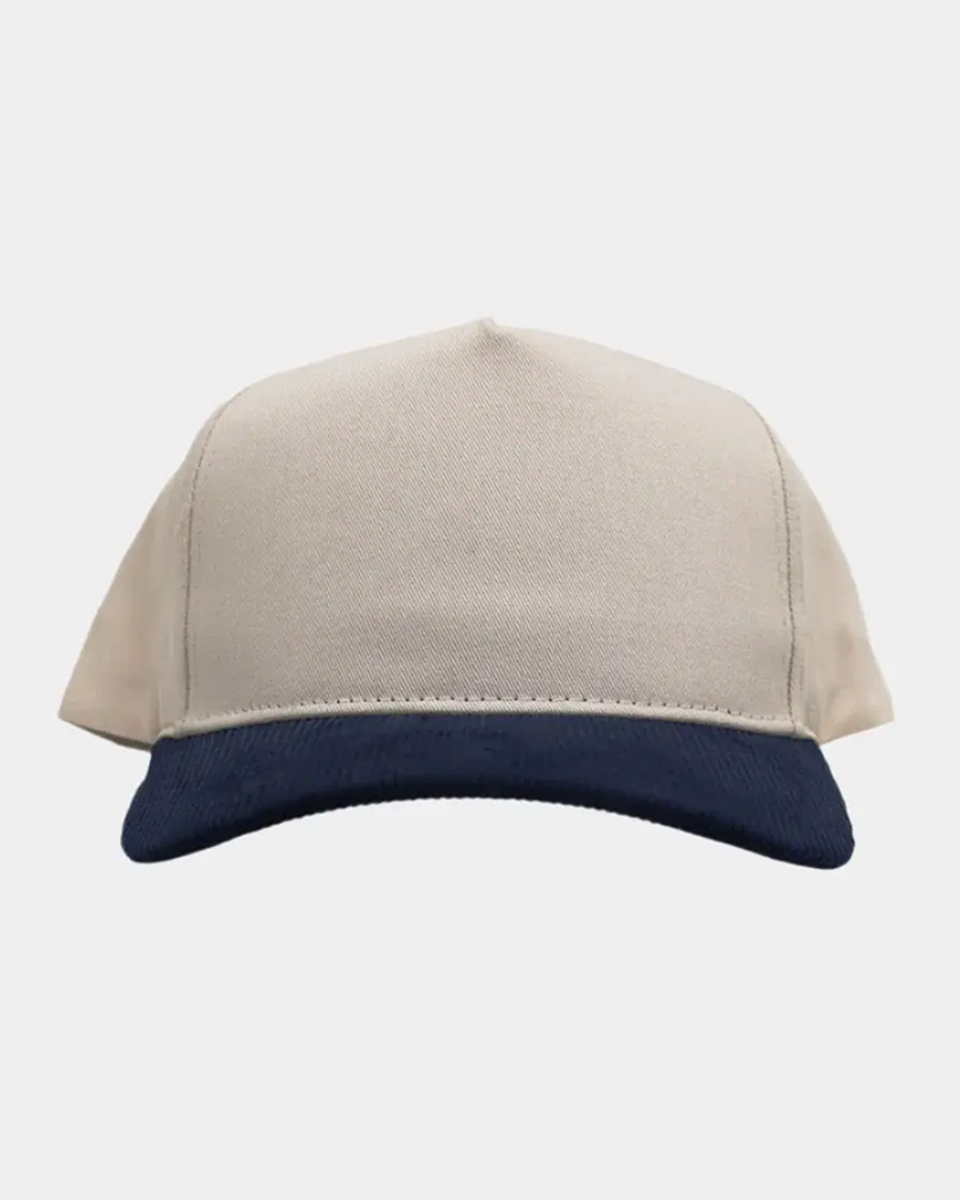 Cream Navy Cord Brim Fade Hat - Cream