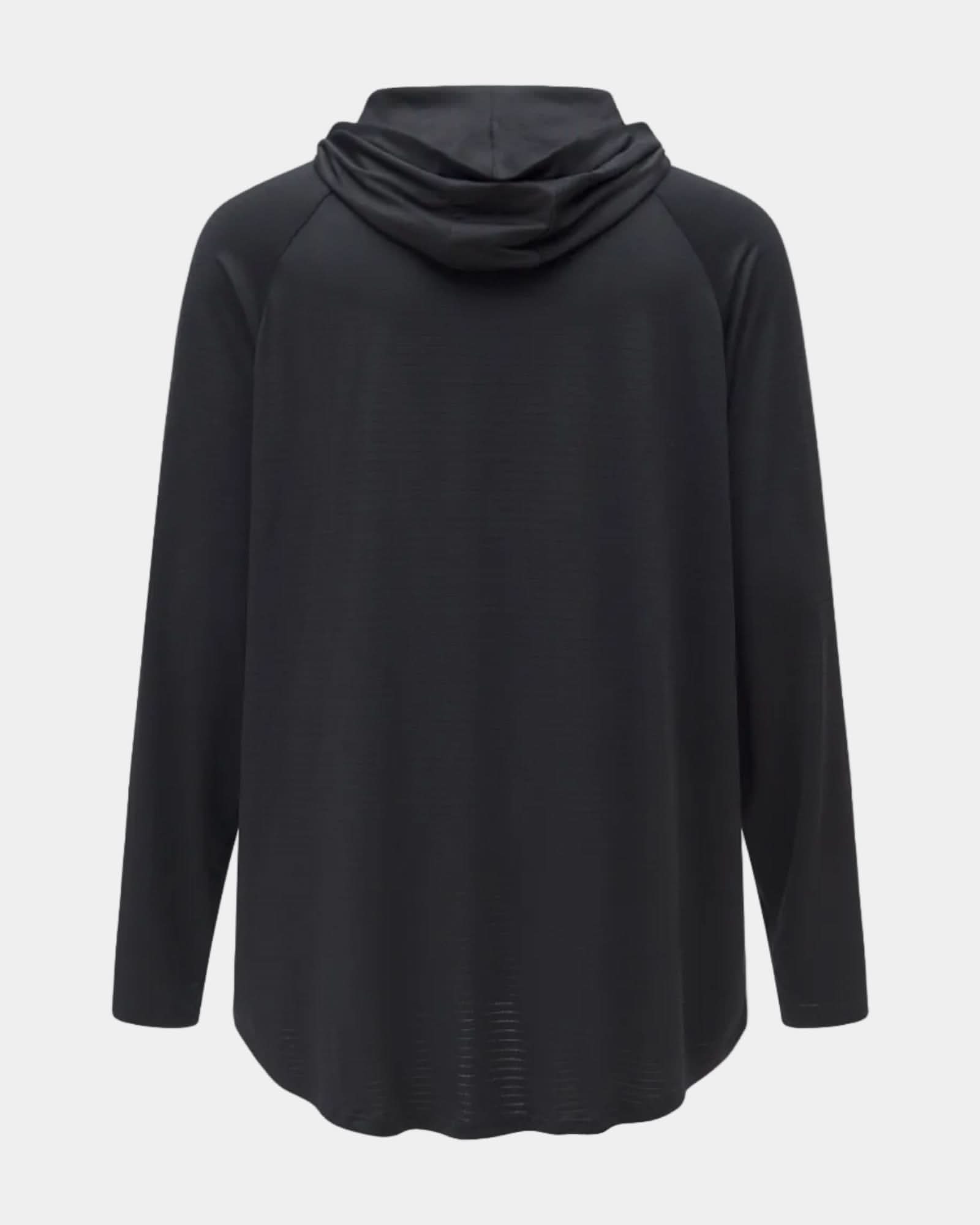 Hooded Cardinal Long Sleeve Black Workout Shirt - Cardinal