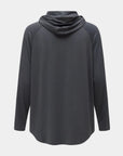 Hooded Cardinal Long Sleeve Charcoal Workout Shirt - Cardinal