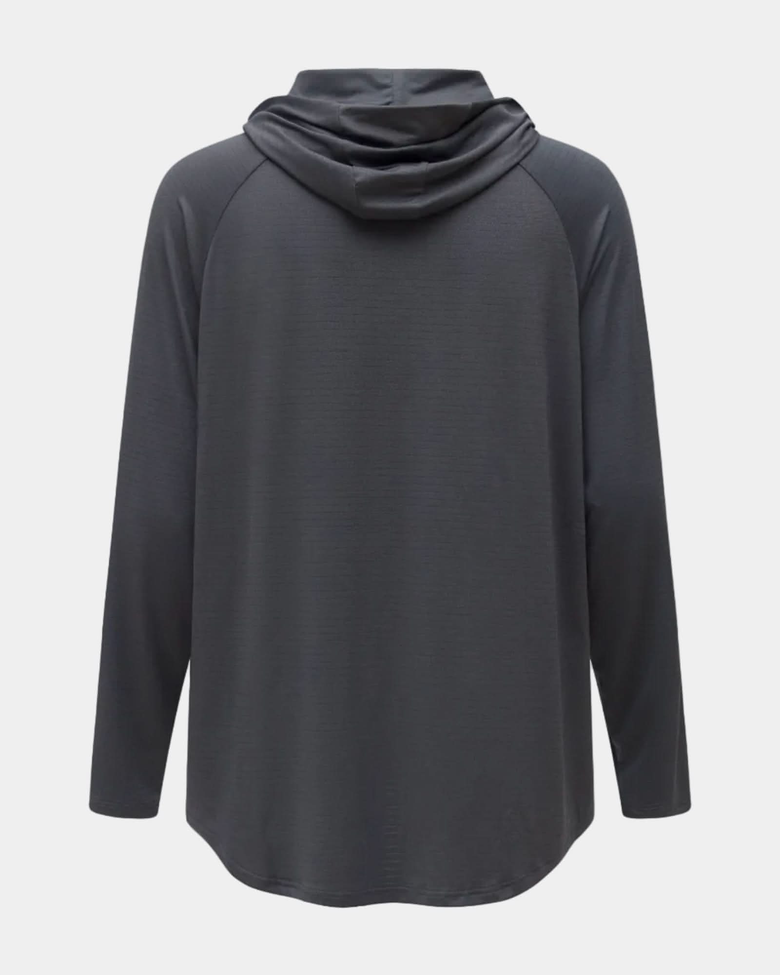 Hooded Cardinal Long Sleeve Charcoal Workout Shirt - Cardinal