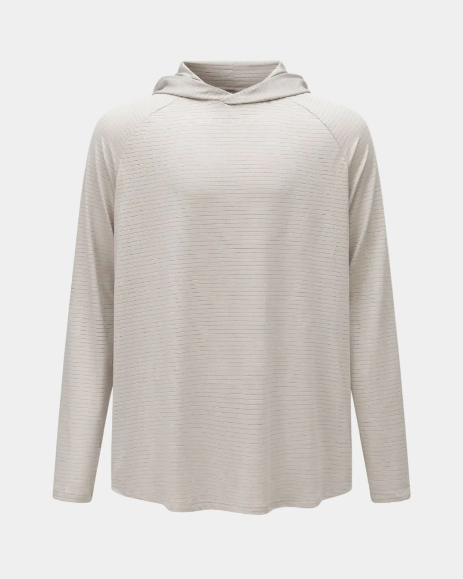Hooded Cardinal Long Sleeve Cream Workout Shirt - Cardinal