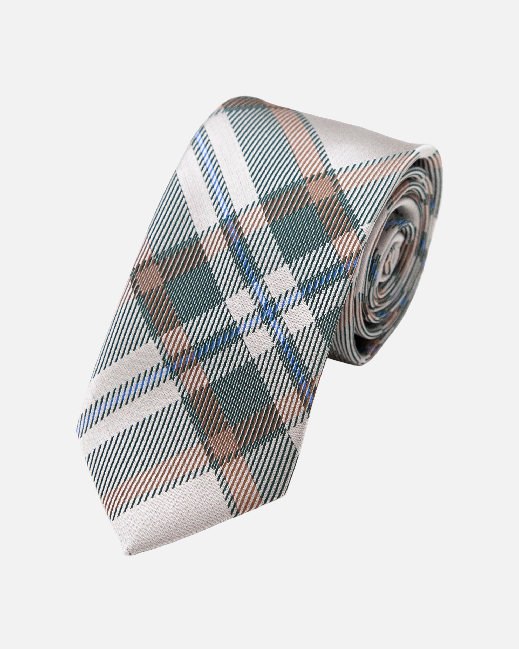 Immortal Crème Green Plaid Tie - Green