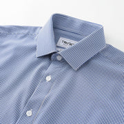 Phenom Professional Navy Blue Plaid Long Sleeve Men's Dress Shirt