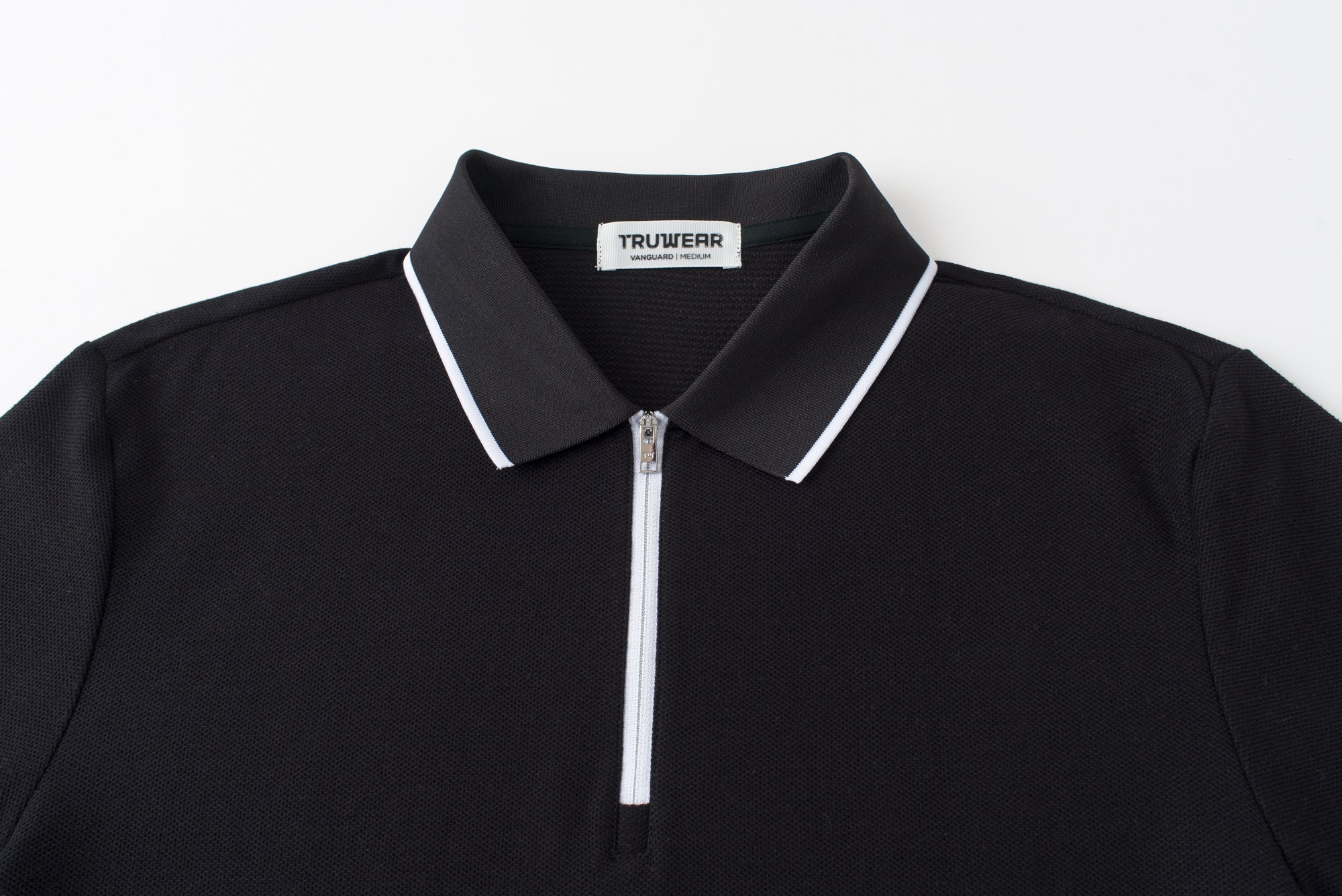TRUWEAR Vanguard Zip Polo – Black | Performance Golf Polo