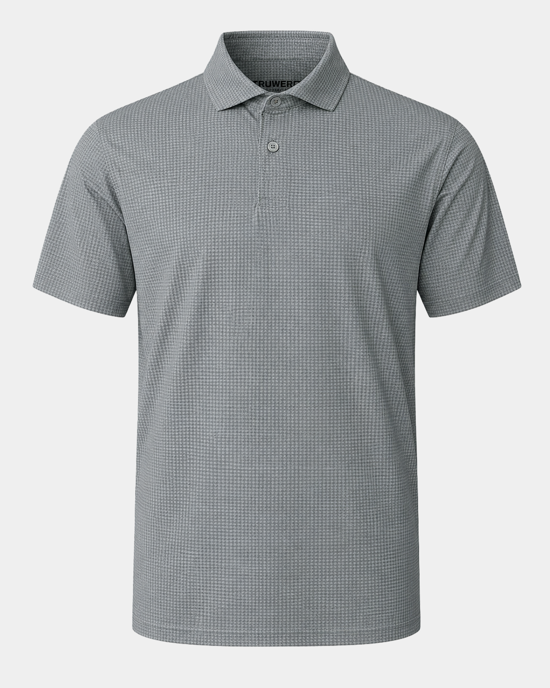 Elevation Light Grey Houndstooth Polo Front