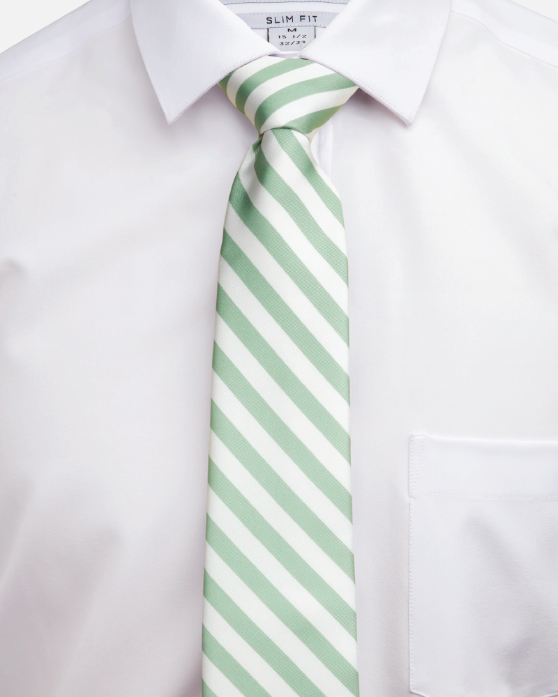 Immortal Green & White Striped Dress Tie - Green &