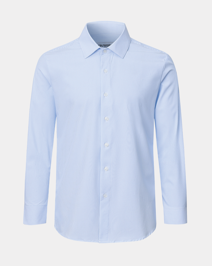 Phenom Professional Light Blue Striped Long Sleeve Men&#39;s Dress Shirt