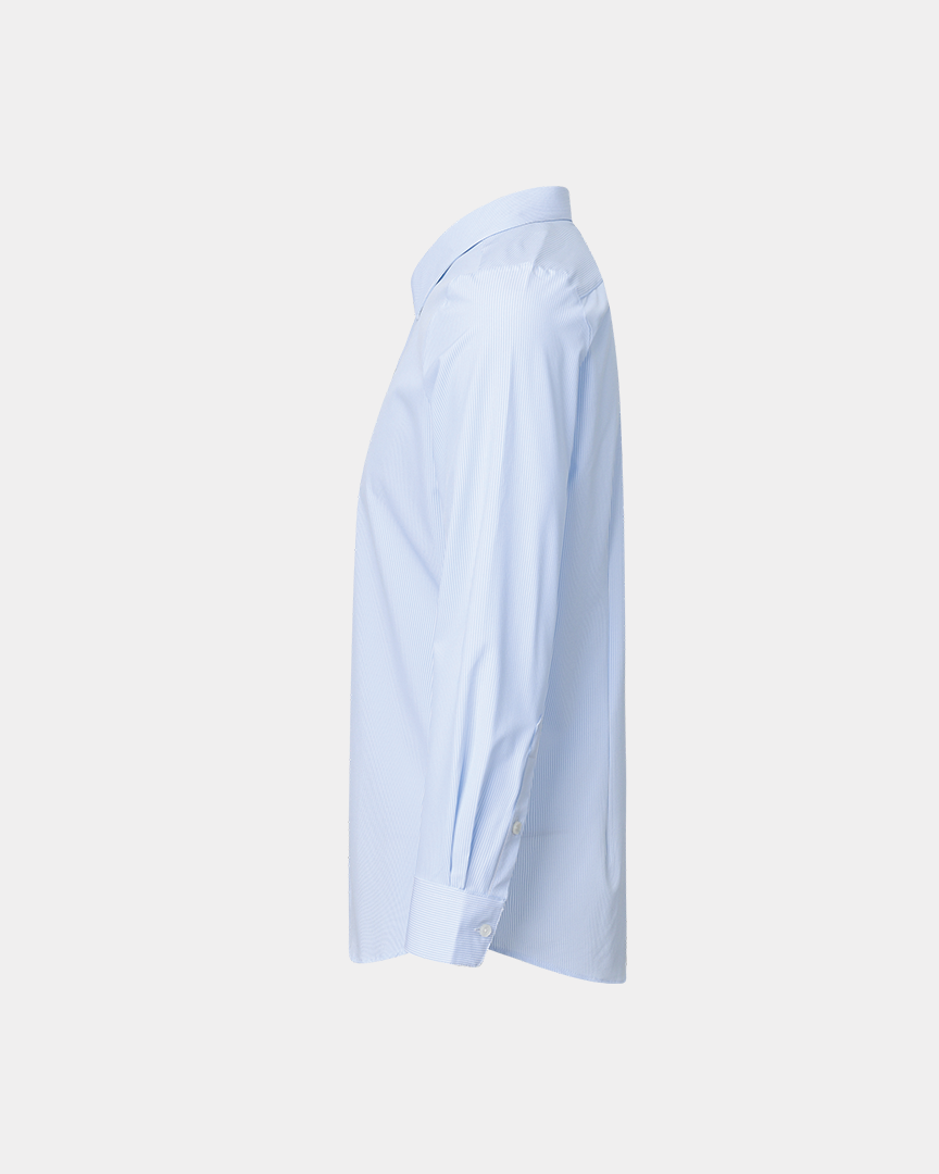 Phenom Professional Light Blue Striped Long Sleeve Men's Dress Shirt - Blue