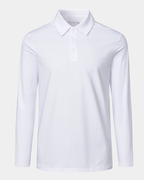 Crest 2.0 White Polo Long Sleeve
