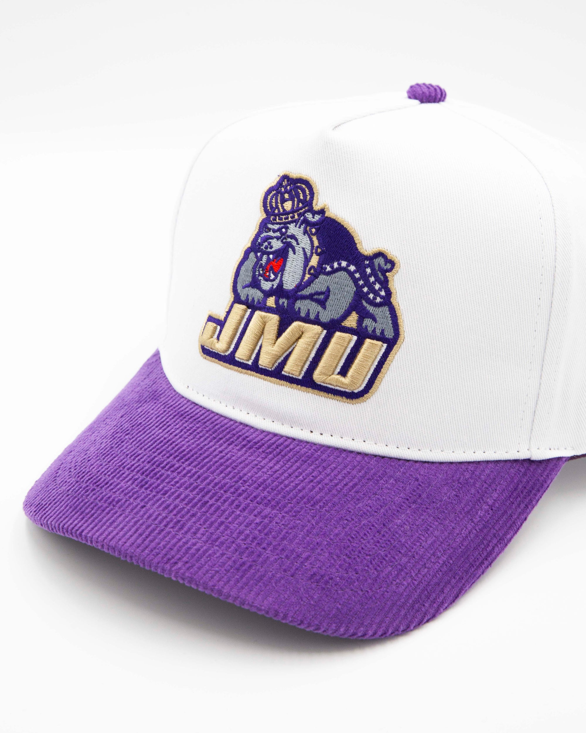 JMU Duke Dog White &amp; Purple Cord Brim Hat