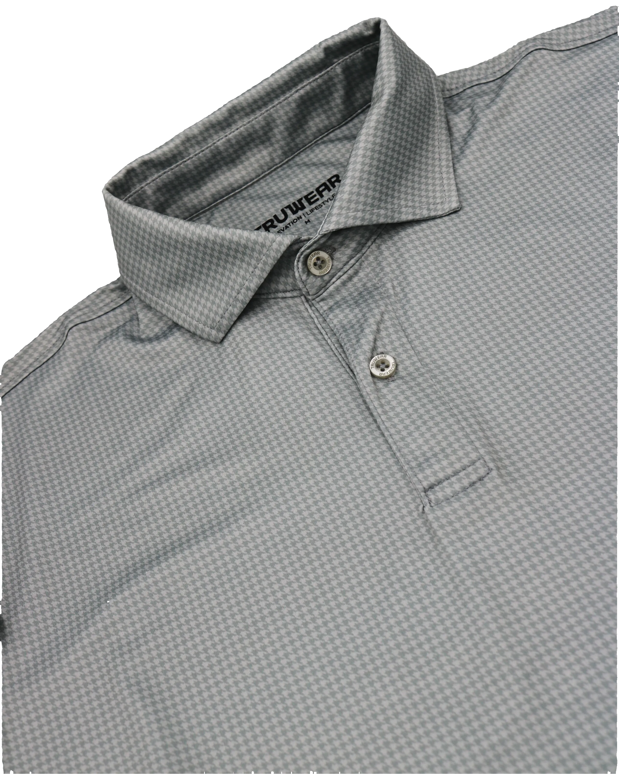 Elevation Light Grey Houndstooth Polo Collar