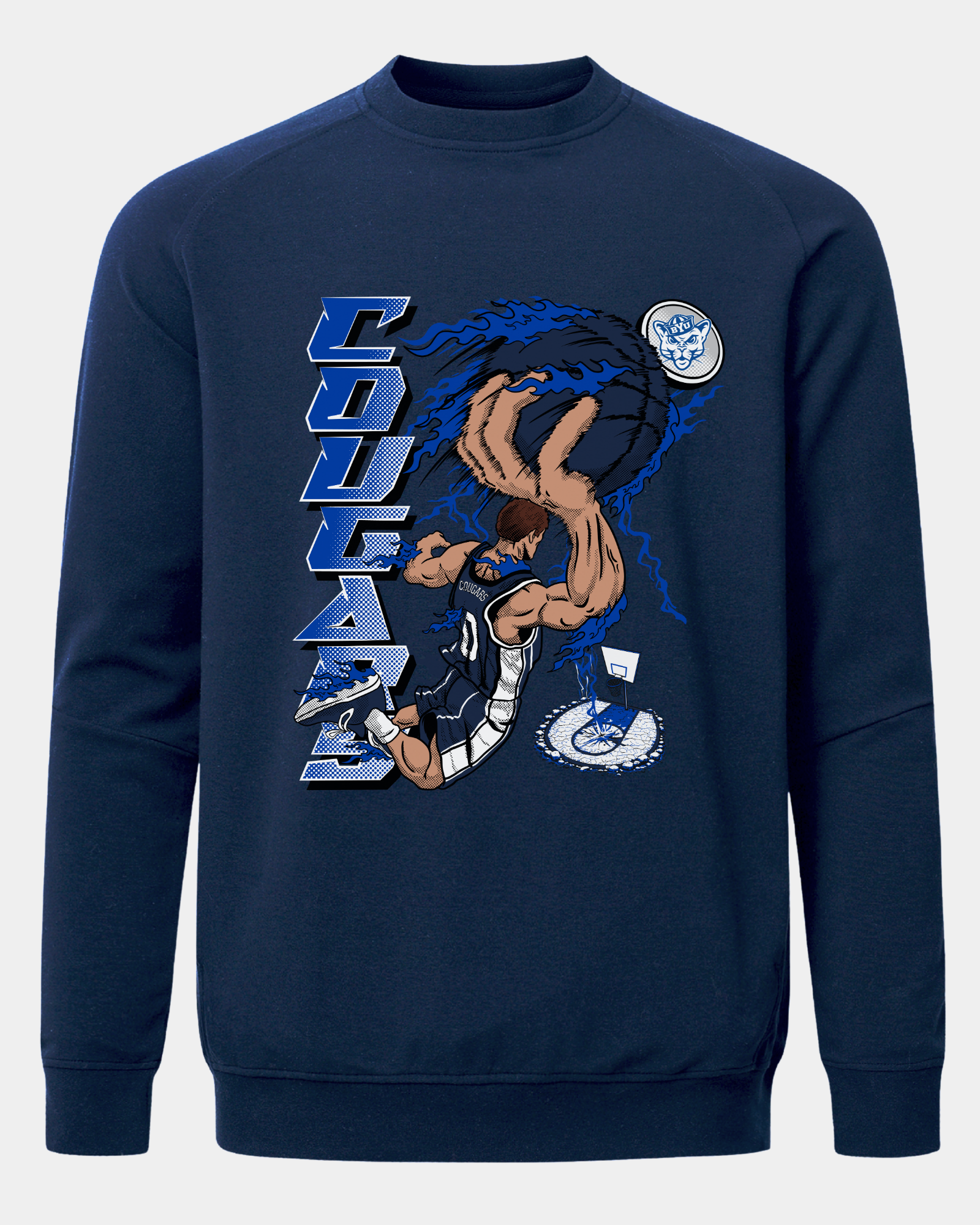 BYU Slam Dunk Meridian Navy Crewneck