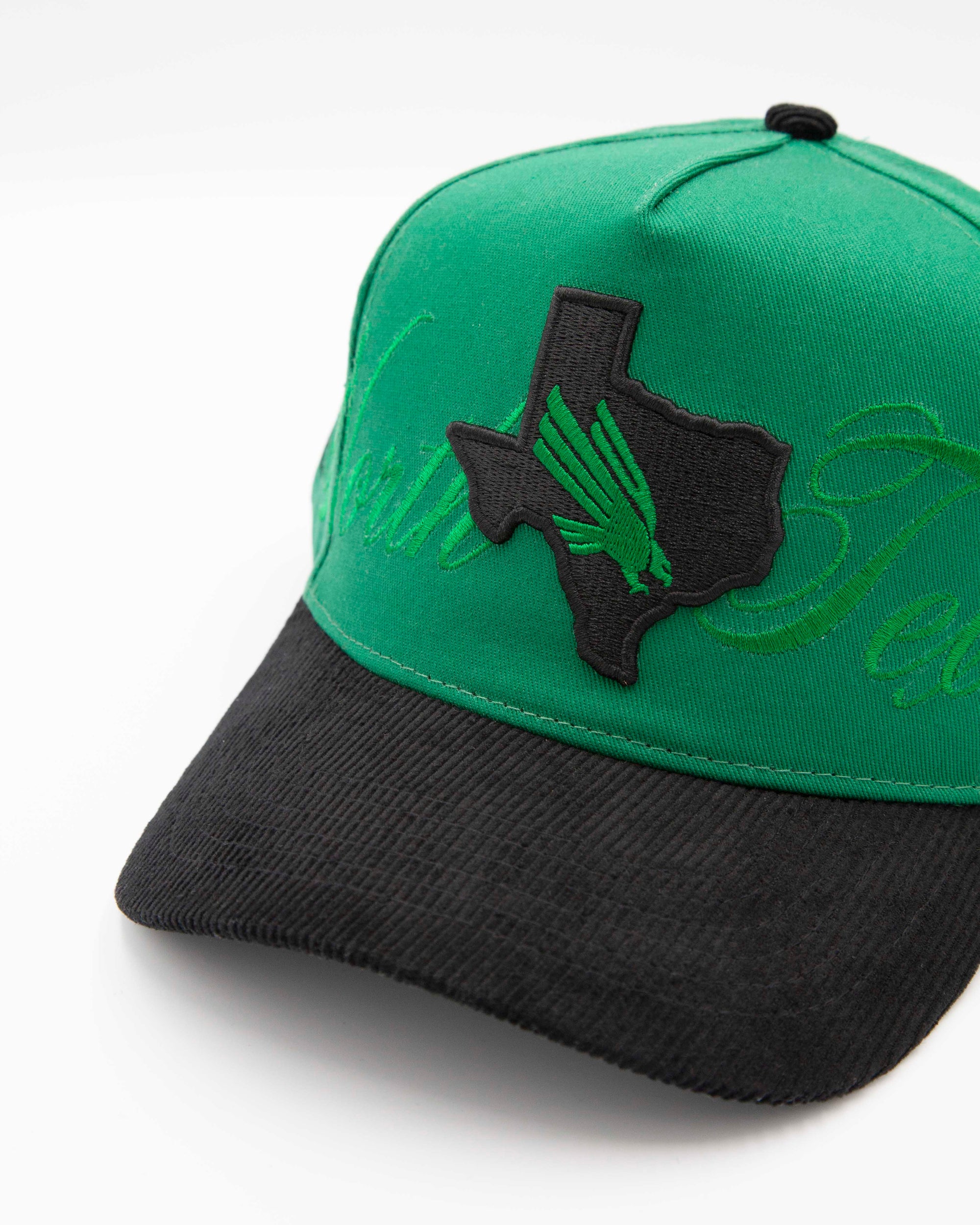 North Texas Green &amp;n Black Cord Brim Fade Hat