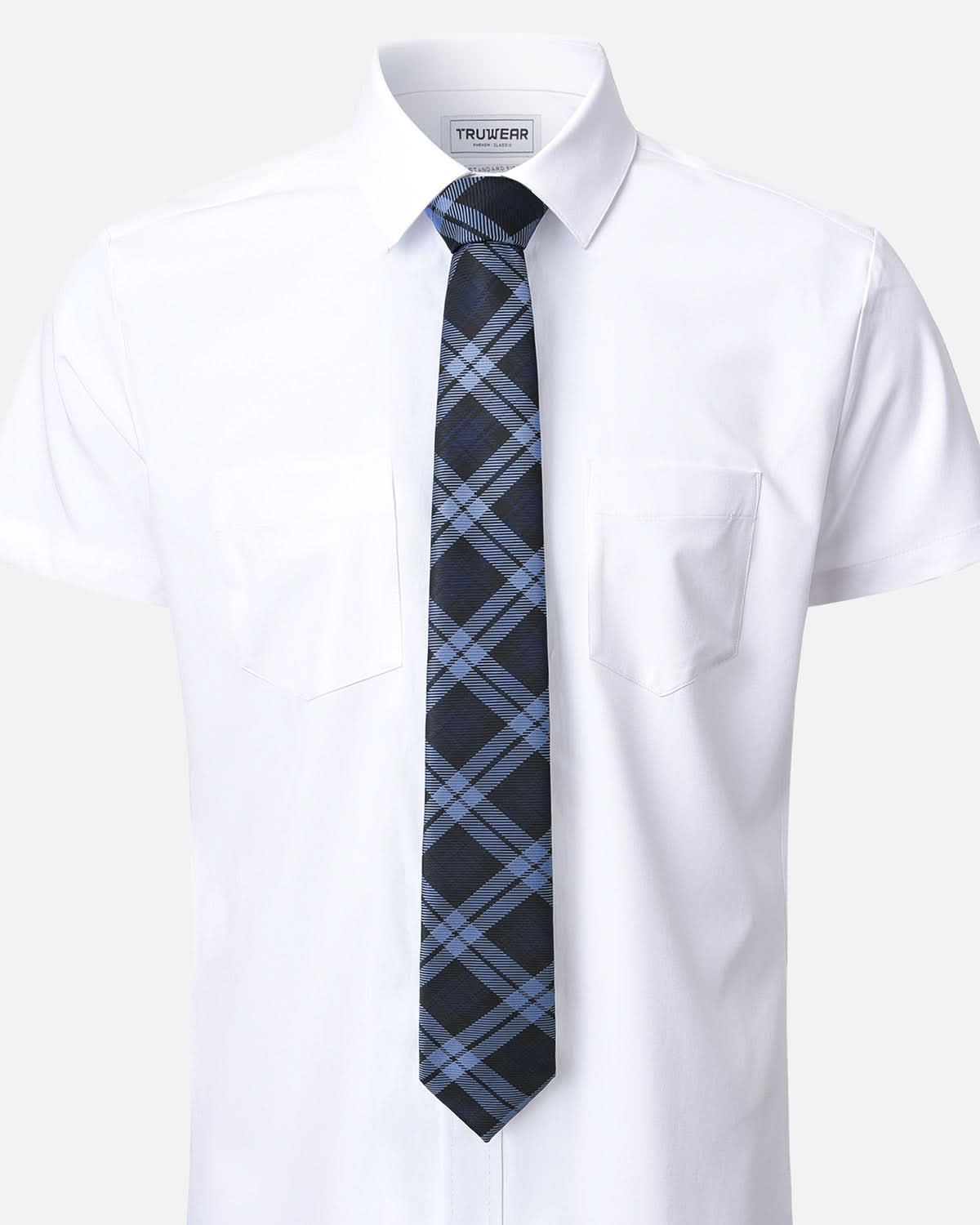 Immortal Powder Blue & Navy Plaid Tie - Blue &