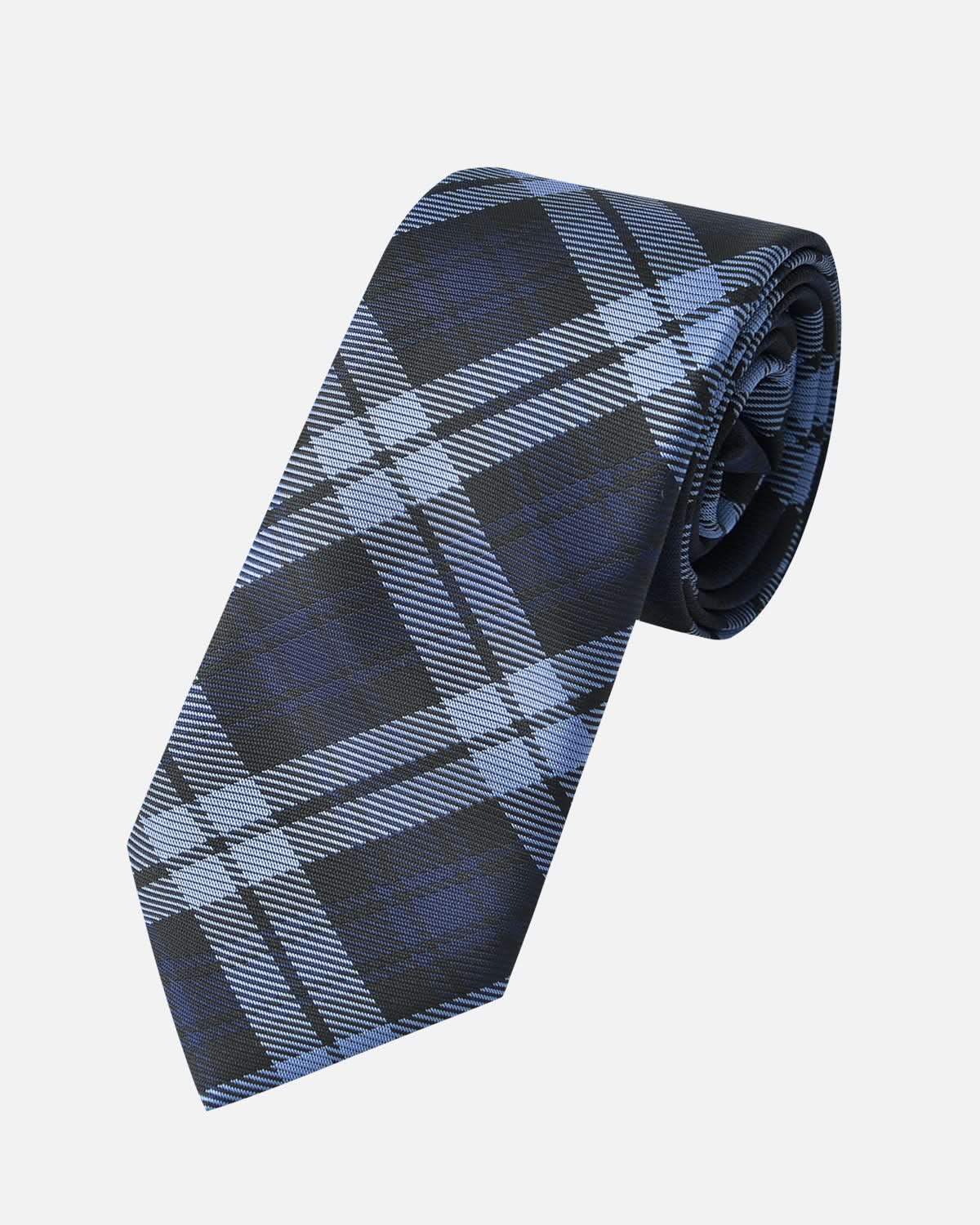 Immortal Powder Blue & Navy Plaid Tie - Blue &