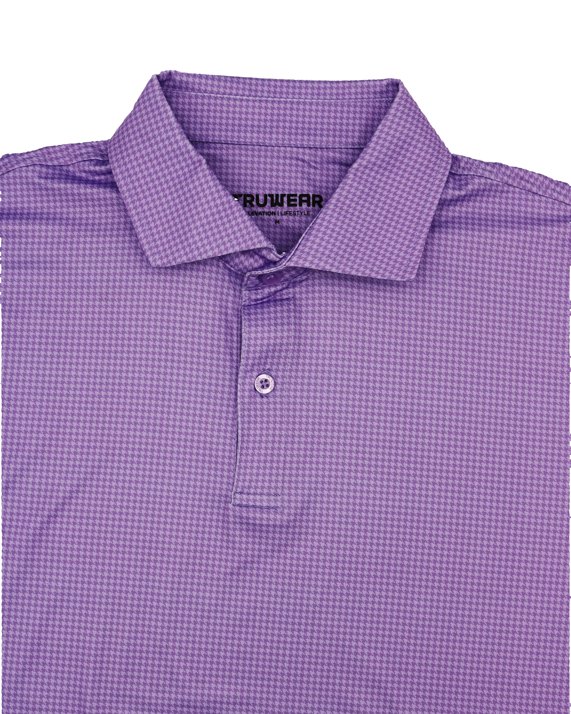 Elevation Fig Purple Houndstooth Polo Collar
