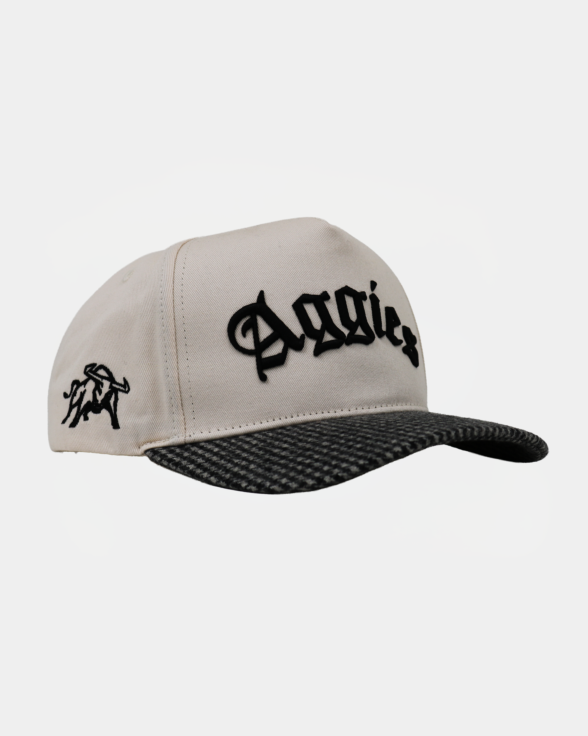 Fade Hat Natural and Houndstooth Aggies Arch