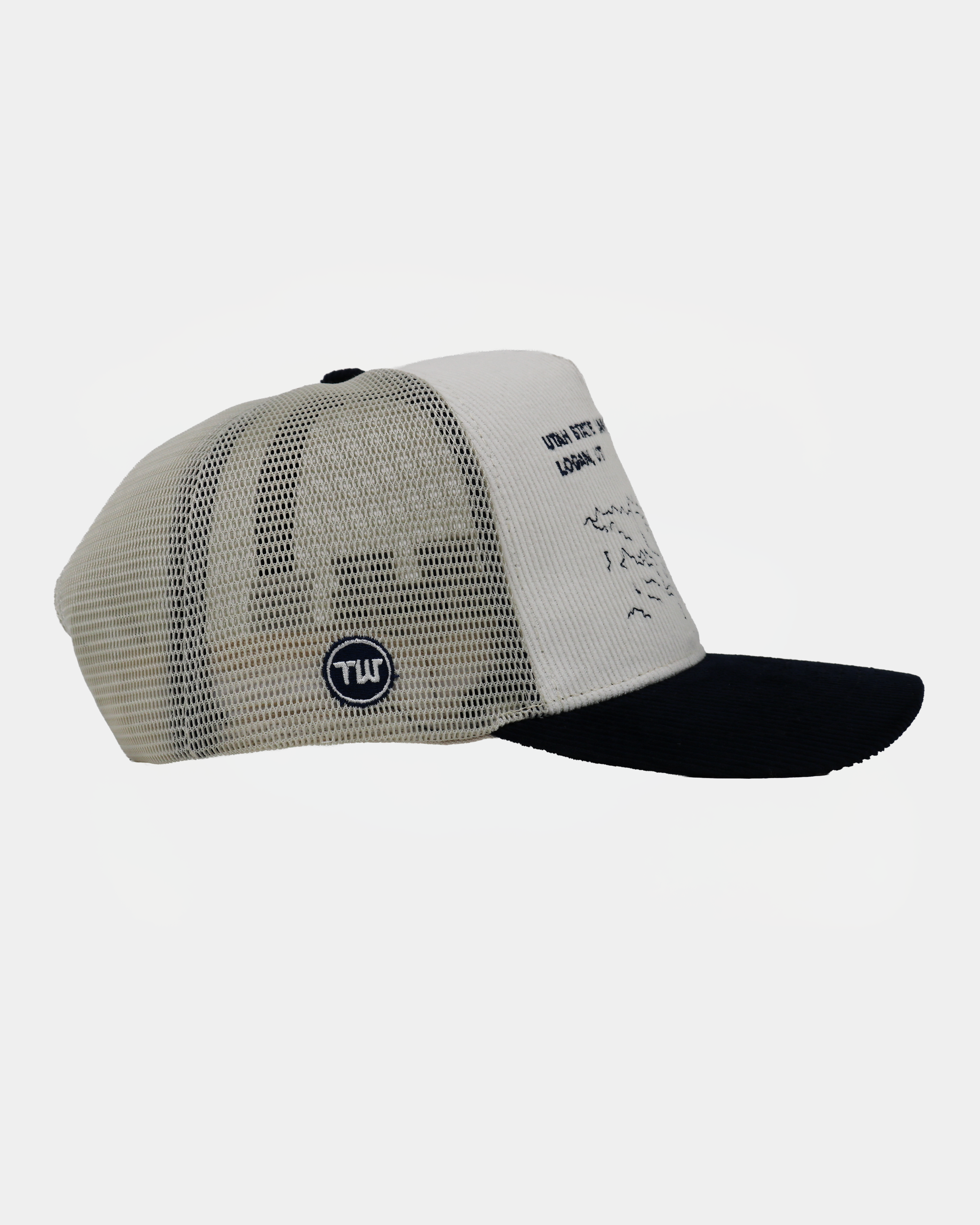 Bunker Trucker Hat Natural Navy Campus USU
