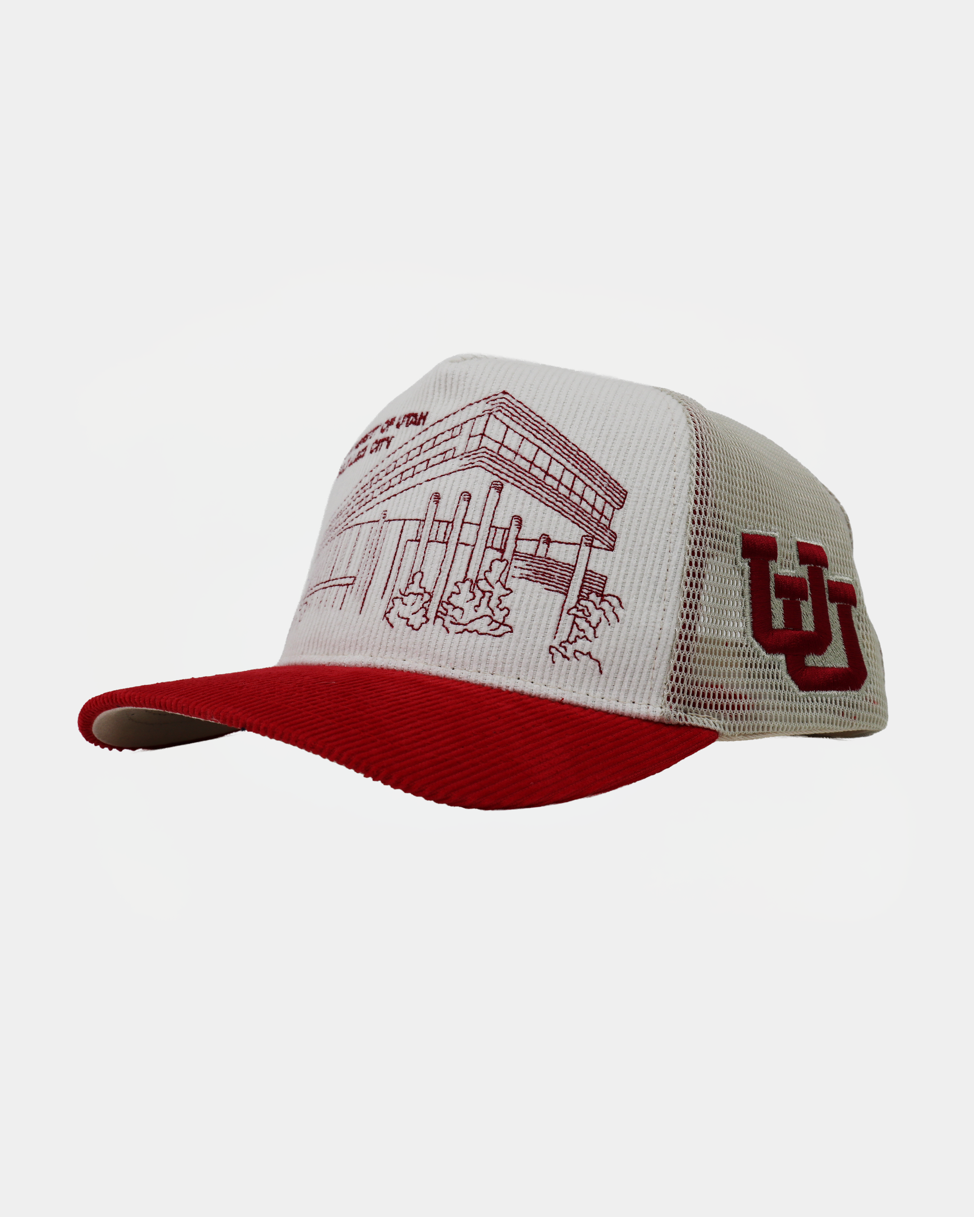 Bunker Trucker Hat Natural Red Campus UofU