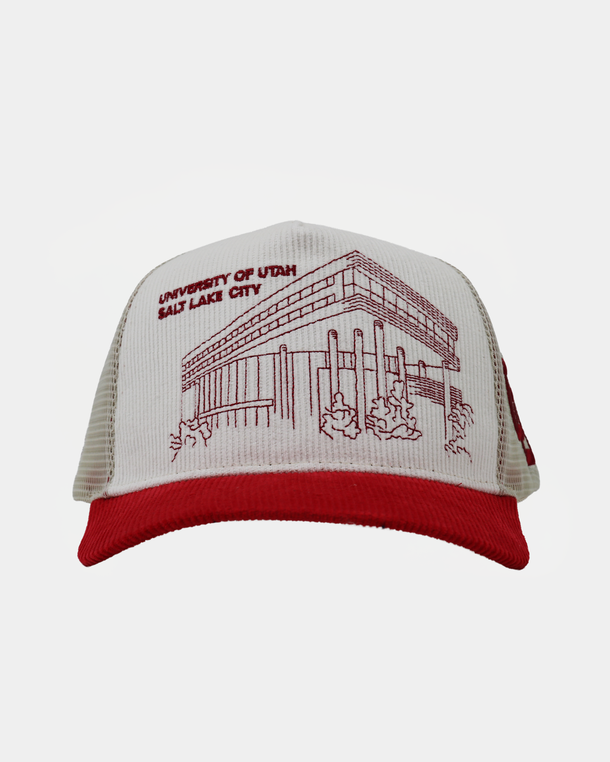 Bunker Trucker Hat Natural Red Campus UofU