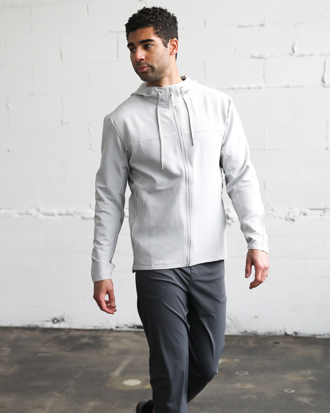 Expedition Light Grey Performance Fabric Jacket - Front View