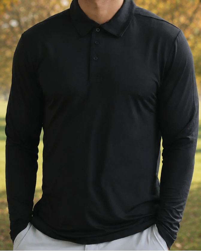 Crest 2.0 Polo Black Long Sleeve - 2.0 Black